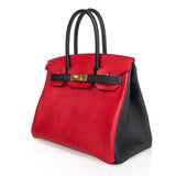 Rouge Casaque and Black Chevre Brushed Gold Hardware