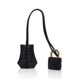 Bag Black Matte Alligator With Gold Hardware