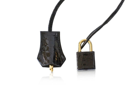 Black Crocodile With Gold Hardware Bag