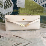 Creamy White Epsom Leather Luxury Clutch Perfect Evening Bag Timeless Elegance