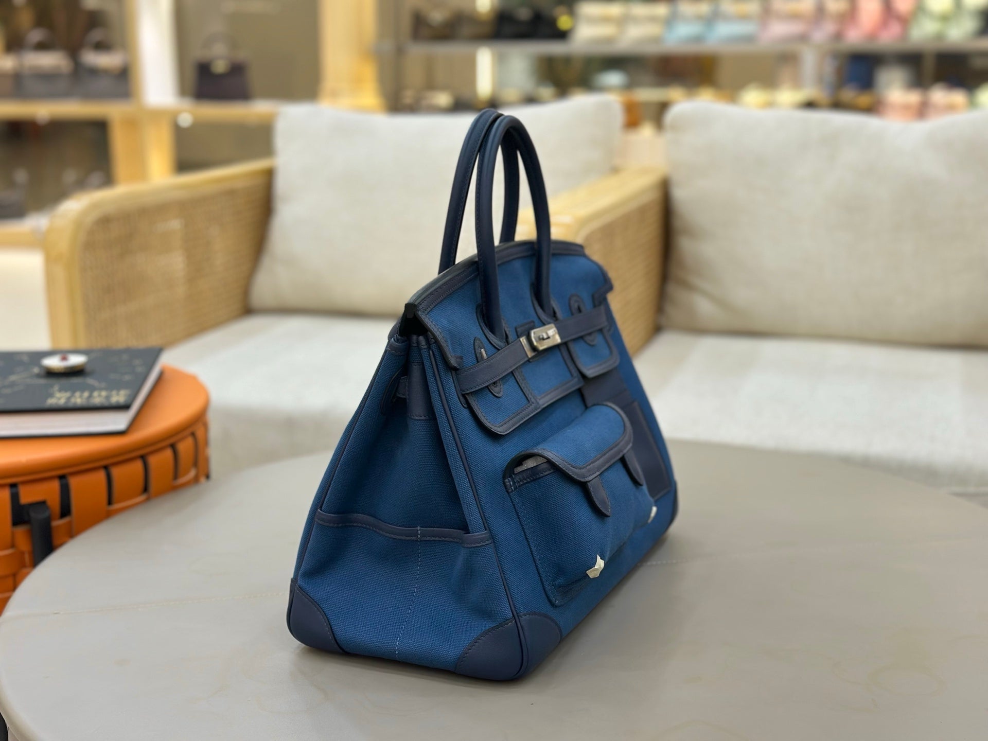 Deep Blue Multi-Pocket Tote | Spacious Everyday Handbag for Work & Travel