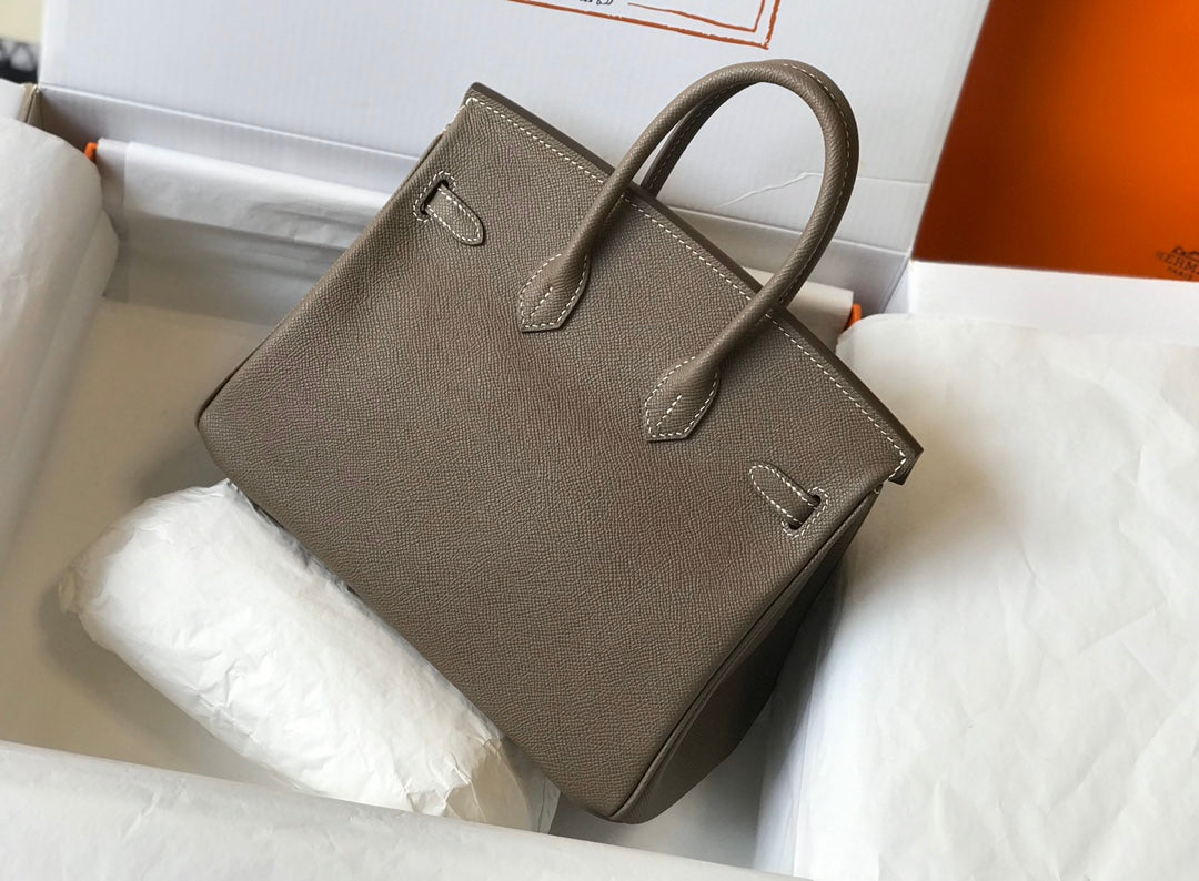 Elephant Grey Calfskin, Gold Hardware, Soft & Durable Luxury Tote