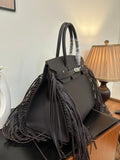 Sleek Ebony Black Swift Leather Palladium Hardware