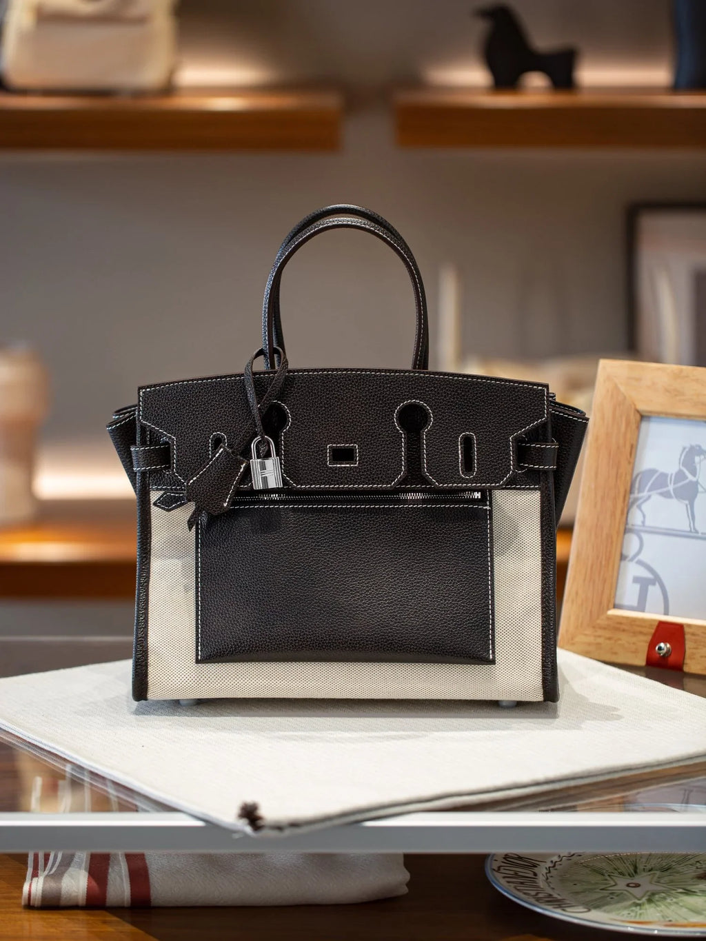 Black-Ecru Toile H Canvas and Black Volupto Palladium Hardware