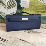 Royal Blue Epsom Leather Premium Craftsmanship Chic Evening Bag