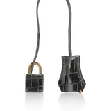 Graphite Crocodile with Gold Hardware