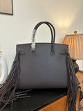 Sleek Ebony Black Swift Leather Palladium Hardware