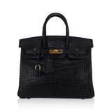 Bag Black Matte Alligator With Gold Hardware