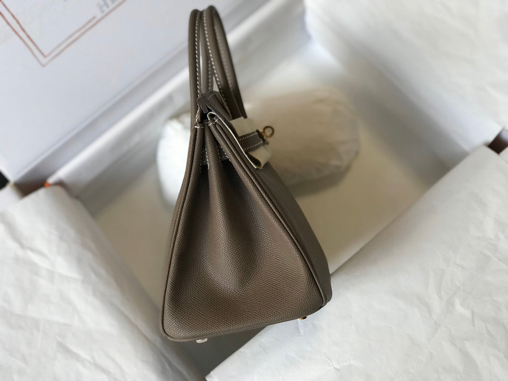 Elephant Grey Calfskin, Gold Hardware, Soft & Durable Luxury Tote