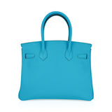 Bleu Chevre Leather With Gold Hardware Bag
