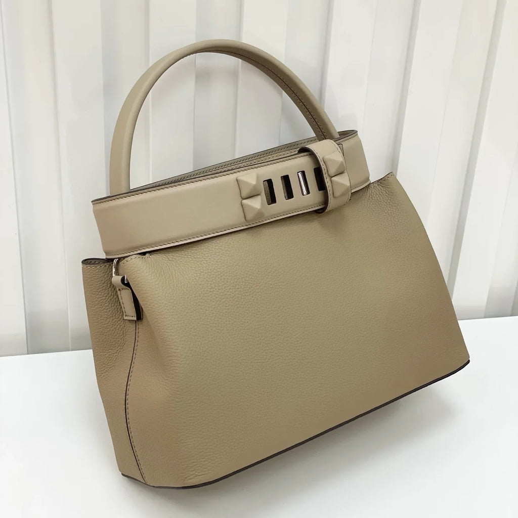 Beige Convertible Top Handle Tote | Neutral Everyday Shoulder Bag