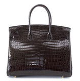 Black Crocodile With Gold Hardware Bag