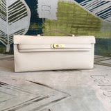 Creamy White Epsom Leather Luxury Clutch Perfect Evening Bag Timeless Elegance