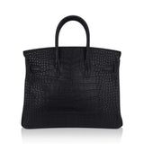 Bag Black Matte Alligator With Gold Hardware