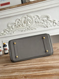 New EV Leather Storm Gris Meyer Gold Buckle