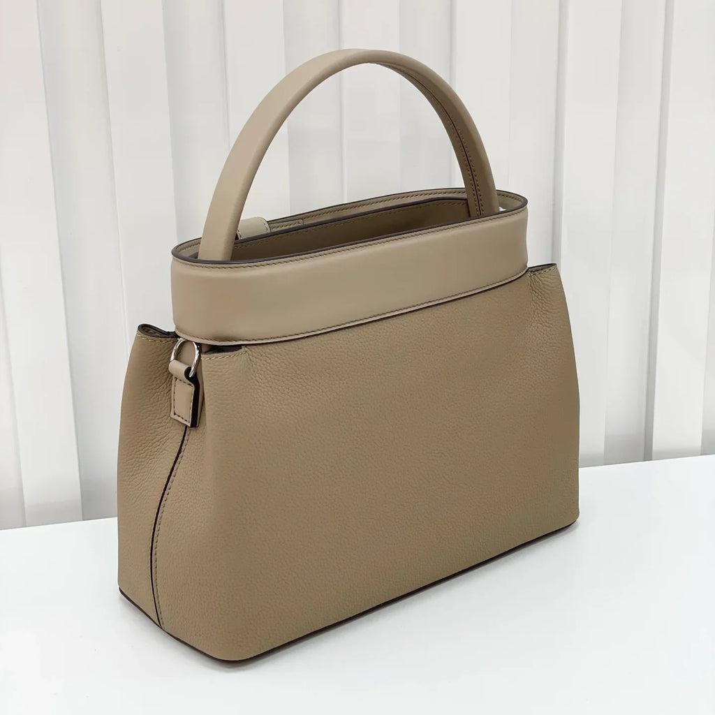 Beige Convertible Top Handle Tote | Neutral Everyday Shoulder Bag