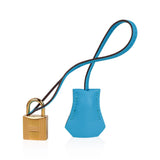 Bleu Chevre Leather With Gold Hardware Bag