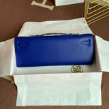 Deep Electric Blue Epsom Leather Gold & Silver Hardware Luxury Handbag for Day & Evening