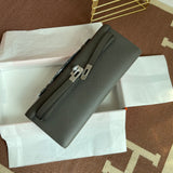 Sleek Grey Silver Hardware Luxurious Epsom Leather Handbag Perfect Evening & Day Bag