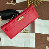 Bold Red Elegance Gold Hardware Luxury Epsom Leather