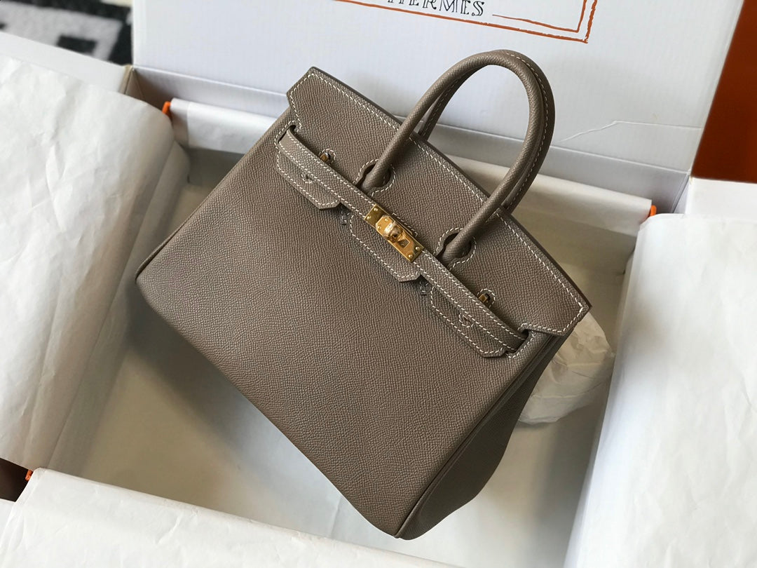 Elephant Grey Calfskin, Gold Hardware, Soft & Durable Luxury Tote