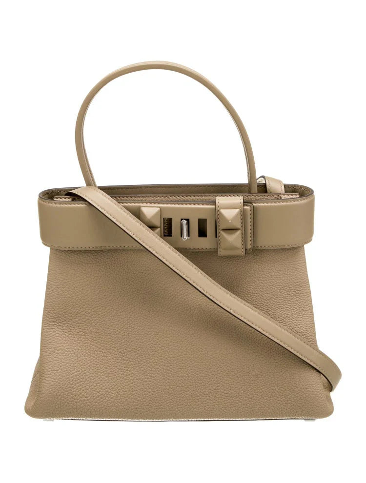 Beige Convertible Top Handle Tote | Neutral Everyday Shoulder Bag