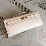 Creamy White Epsom Leather Luxury Clutch Perfect Evening Bag Timeless Elegance