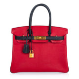 Rouge Casaque and Black Chevre Brushed Gold Hardware