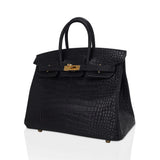 Bag Black Matte Alligator With Gold Hardware
