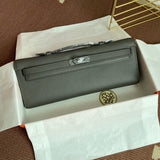 Sleek Grey Silver Hardware Luxurious Epsom Leather Handbag Perfect Evening & Day Bag