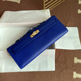 Deep Electric Blue Epsom Leather Gold & Silver Hardware Luxury Handbag for Day & Evening